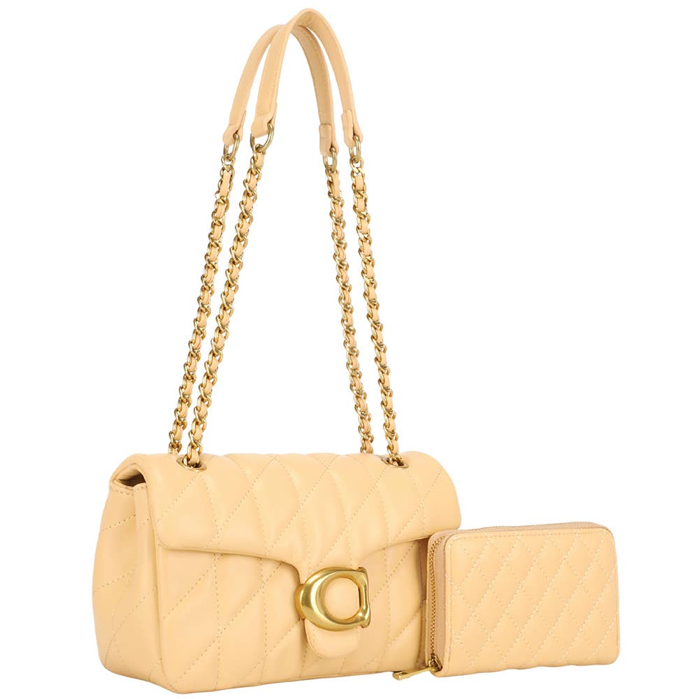 2IN1 QUILTED DESIGN SHOULDER BAG W WALLET SET
