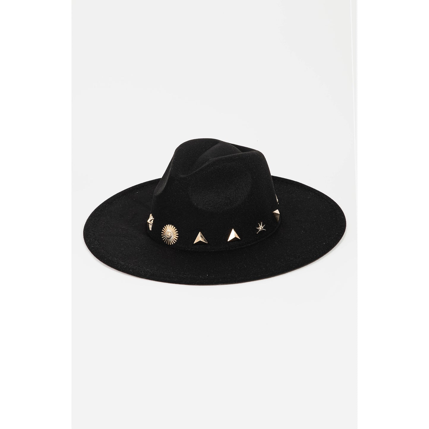 Studded Sun Moon Star Fashion Fedora Hat
