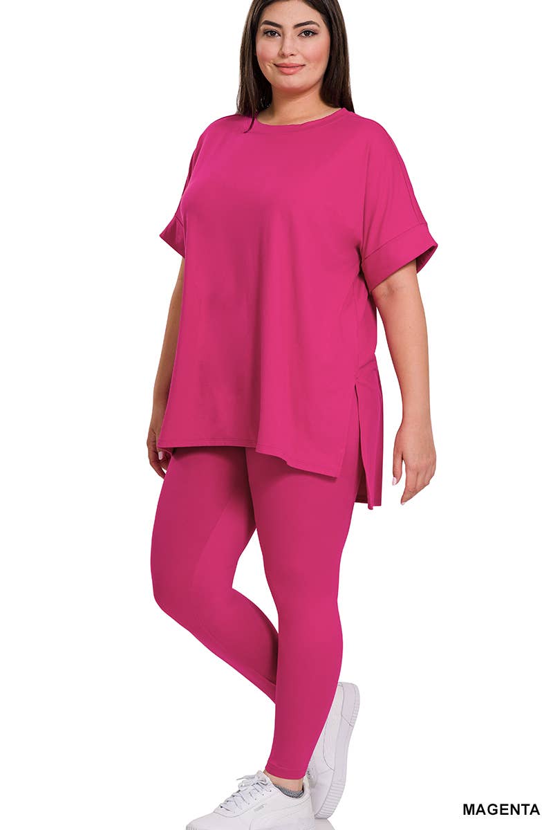 Plus Brushed Dty Microfiber Loungewear Set: RUST / 1-1-1 (1XL-2XL-3XL)