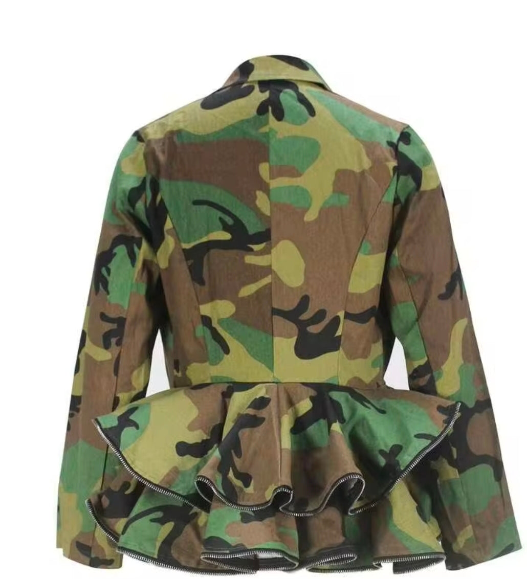Women Fashion Collar Double Breasted Jacket