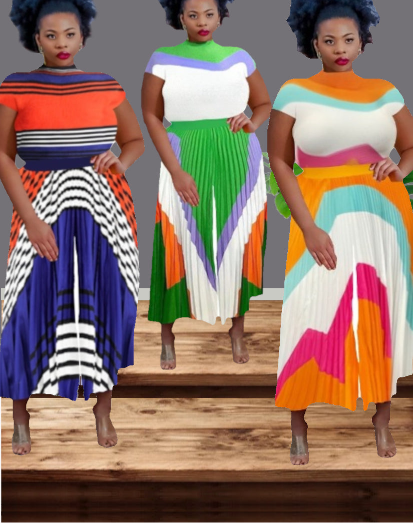 POP OF COLOR 2PC PLEATED PANTS SET