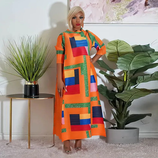Color Block Midi Bouncy Dress