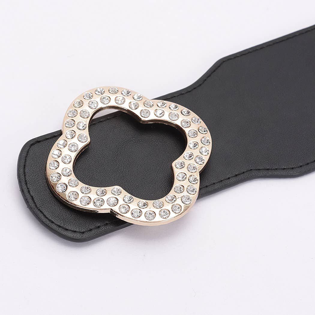 Faux Leather Metal metal Buckle Stretch Belt