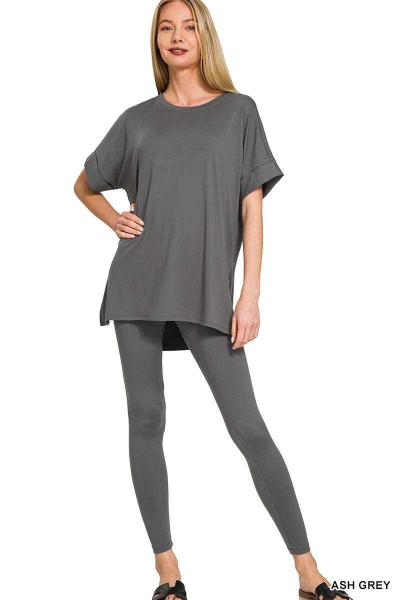 Brushed Dty Microfiber Loungewear Set: LT PLUM / 1-1-1-1 (S-M-L-XL)