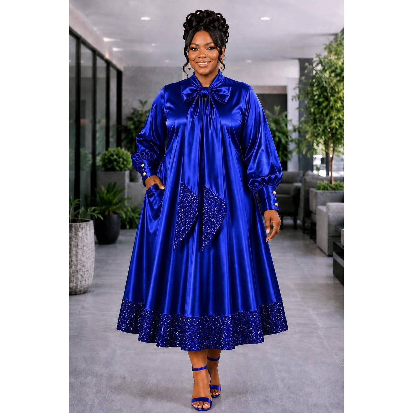 The Royal Grace Satin Bow Maxi Dress
