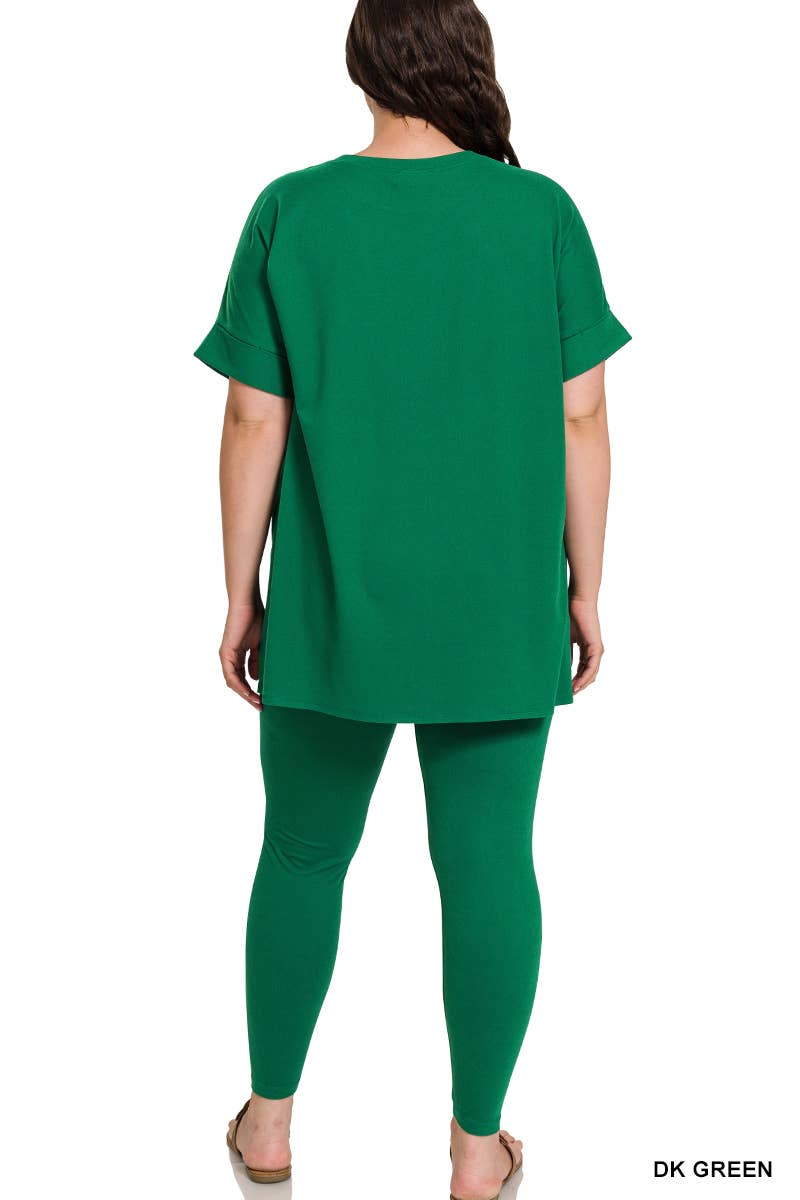 Plus Brushed Dty Microfiber Loungewear Set: EGGPLANT / 1-1-1 (1XL-2XL-3XL)