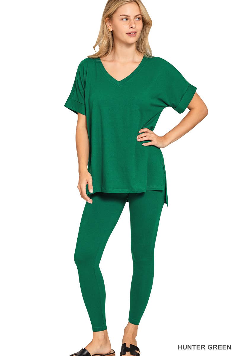 Brushed Dty Microfiber Loungewear Set: BROWN / 1-1-1-1 (S-M-L-XL)