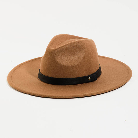 Leather Strap Fedora Hat