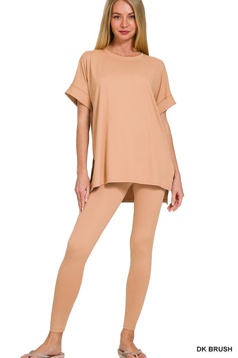 Brushed Dty Microfiber Loungewear Set: EGGPLANT / 1-1-1-1 (S-M-L-XL)