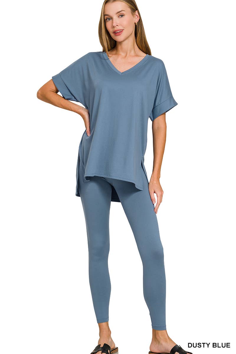 Brushed Dty Microfiber Loungewear Set: RUST / 1-1-1-1 (S-M-L-XL)