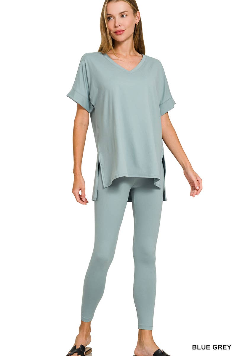 Brushed Dty Microfiber Loungewear Set: RUST / 1-1-1-1 (S-M-L-XL)