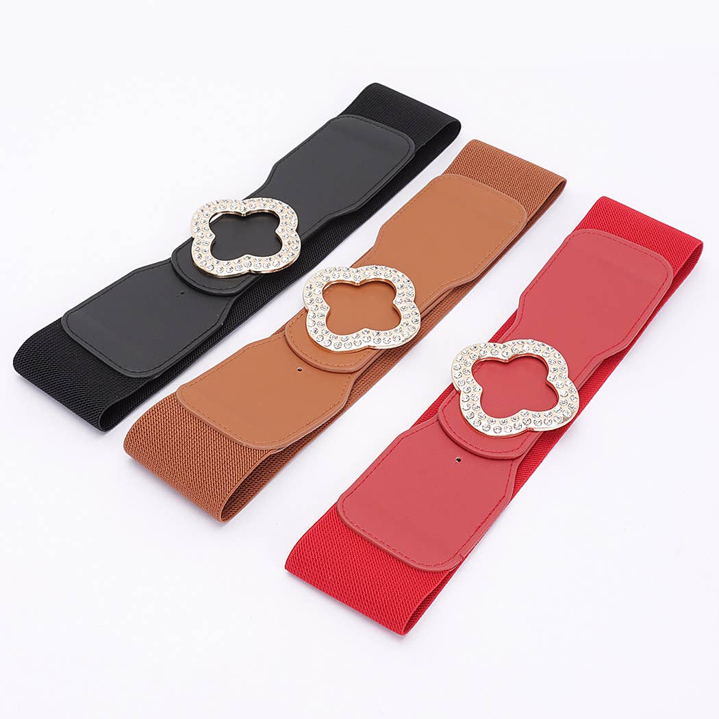 Faux Leather Metal metal Buckle Stretch Belt