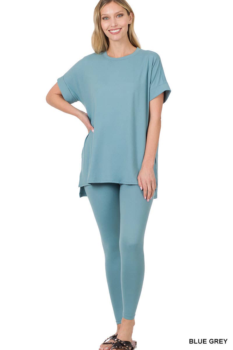 Brushed Dty Microfiber Loungewear Set: LT PLUM / 1-1-1-1 (S-M-L-XL)