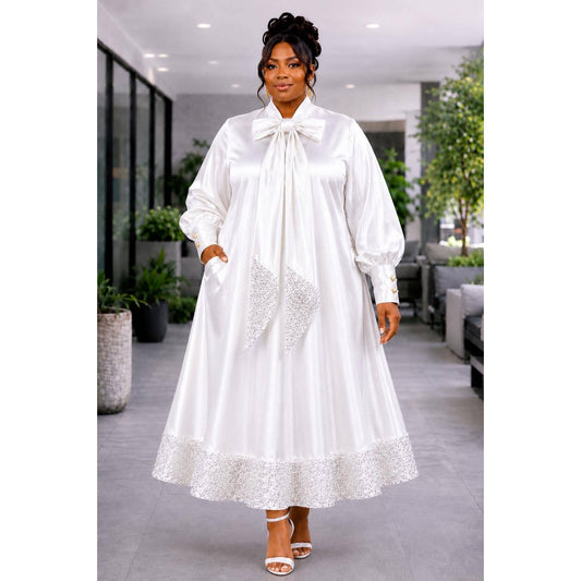 The Royal Grace Satin Bow Maxi Dress