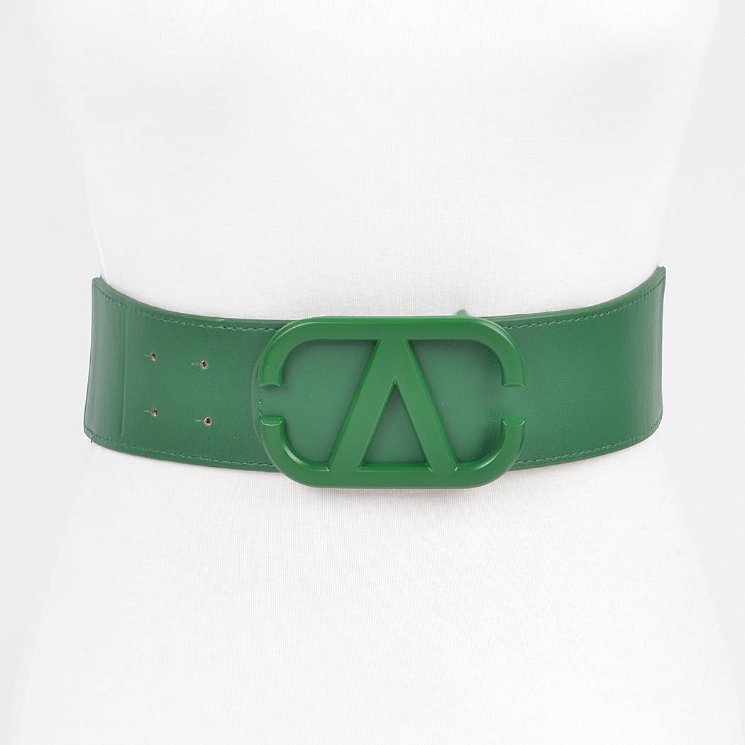 Color Metal V Buckle Elastic Belt