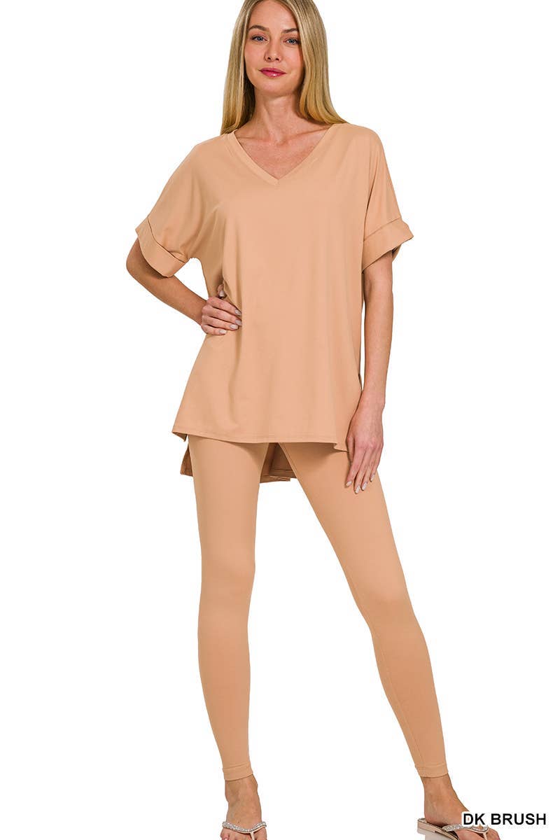 Brushed Dty Microfiber Loungewear Set: RUST / 1-1-1-1 (S-M-L-XL)