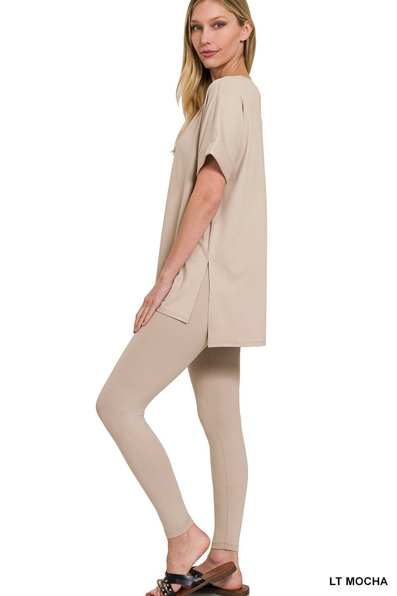 Brushed Dty Microfiber Loungewear Set: RUST / 1-1-1-1 (S-M-L-XL)