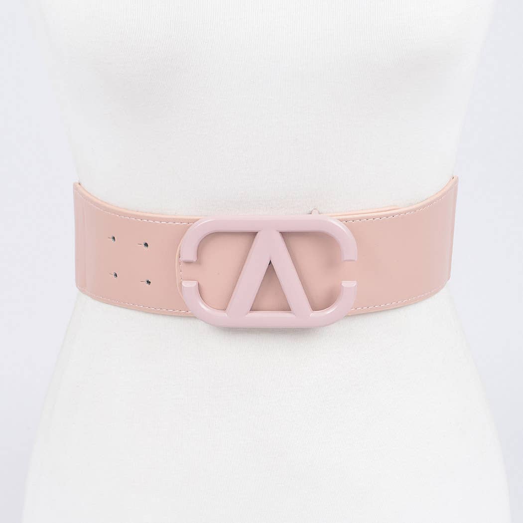 Color Metal V Buckle Elastic Belt