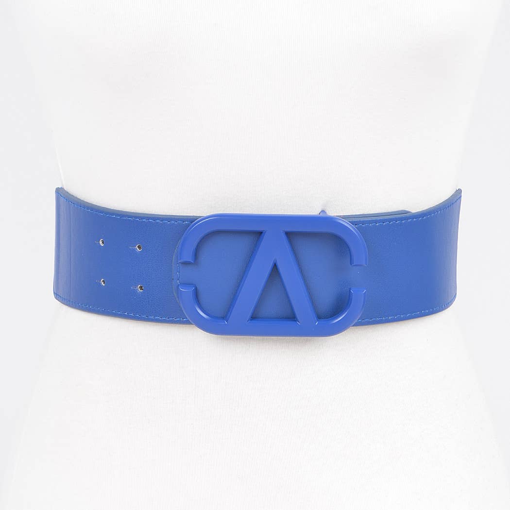 Color Metal V Buckle Elastic Belt