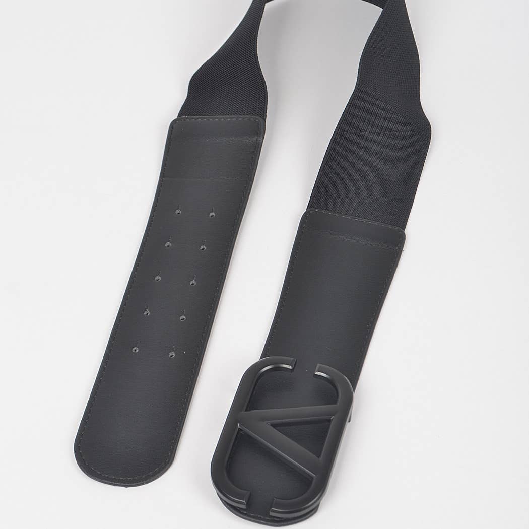 Color Metal V Buckle Elastic Belt