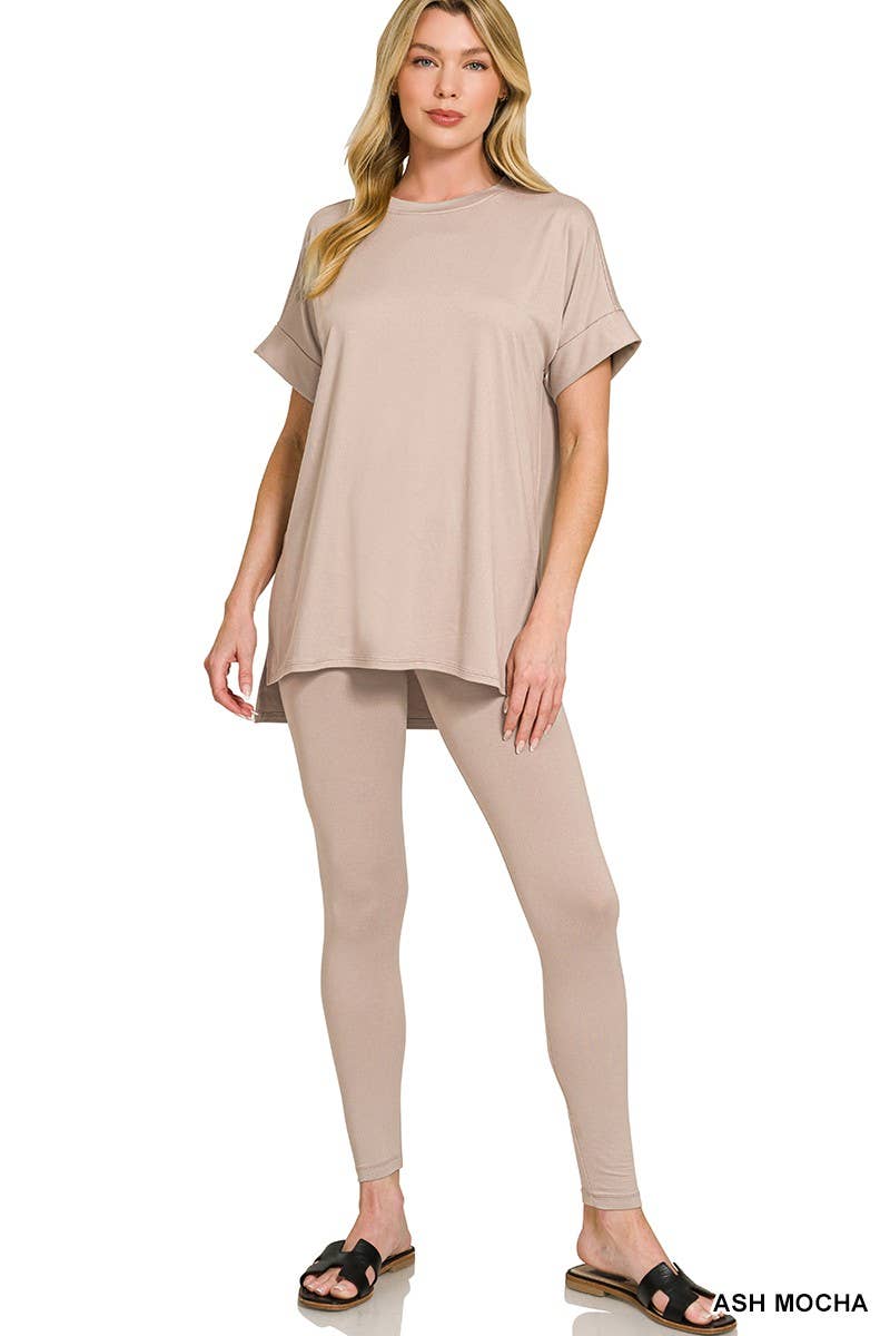 Brushed Dty Microfiber Loungewear Set: EGGPLANT / 1-1-1-1 (S-M-L-XL)