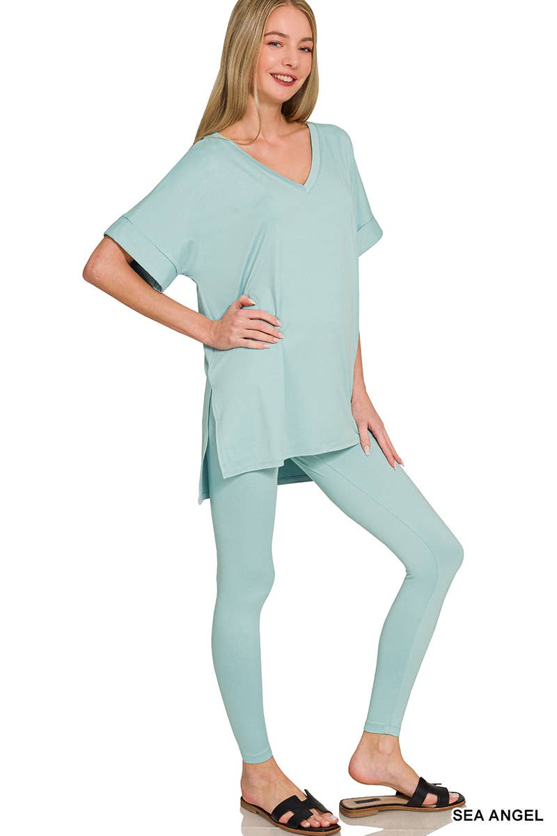 Brushed Dty Microfiber Loungewear Set: BROWN / 1-1-1-1 (S-M-L-XL)