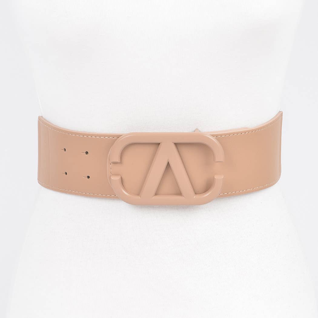 Color Metal V Buckle Elastic Belt