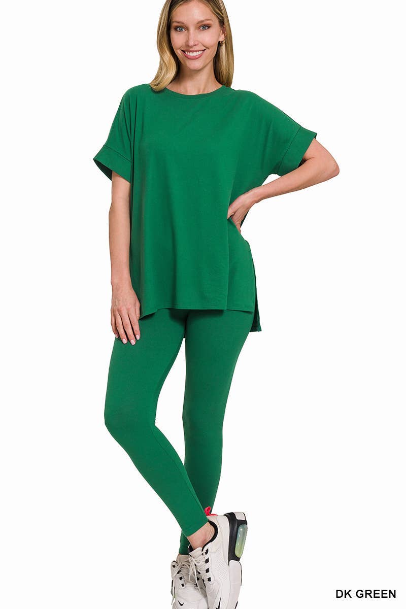 Brushed Dty Microfiber Loungewear Set: CHOCOLATE / 1-1-1-1 (S-M-L-XL)