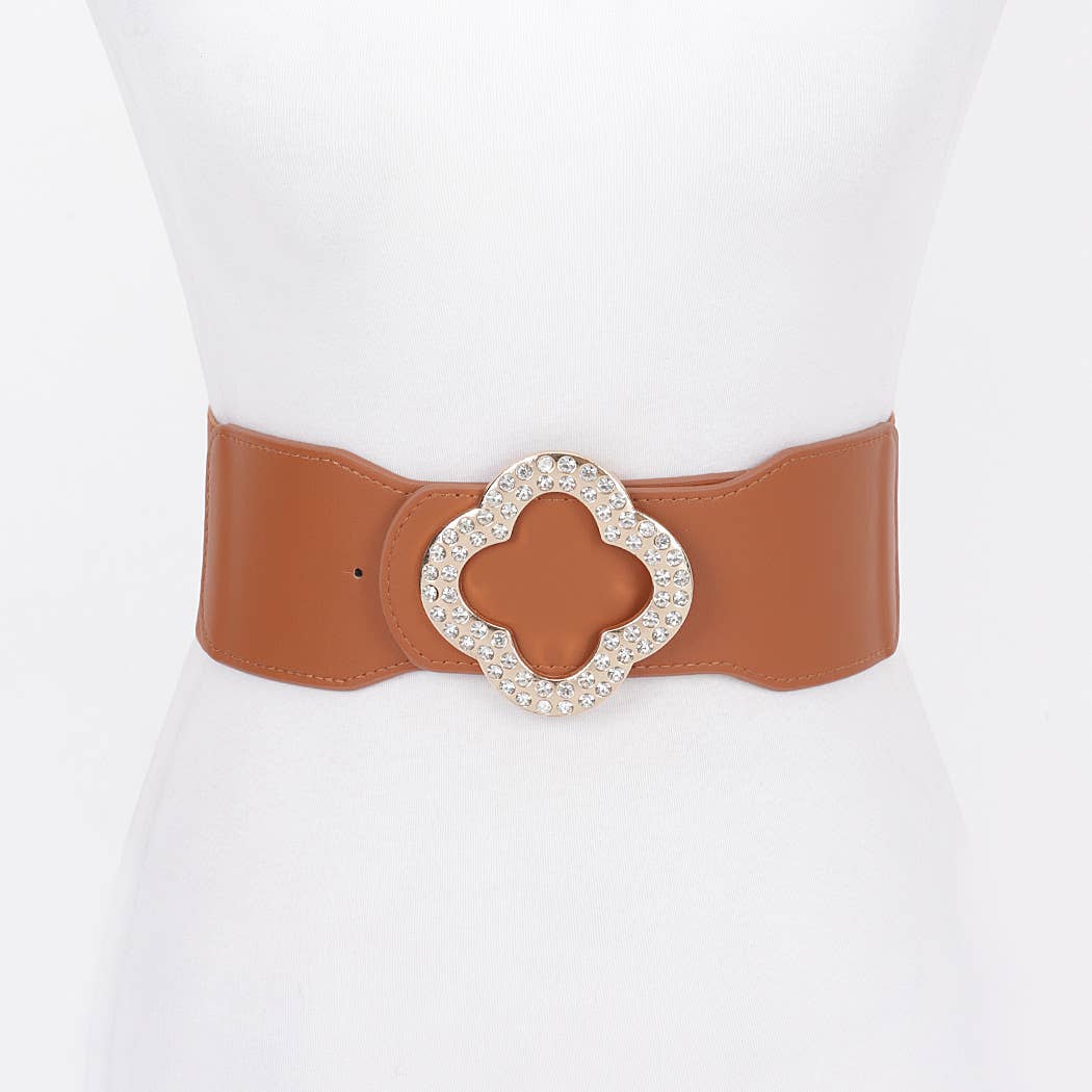 Faux Leather Metal metal Buckle Stretch Belt