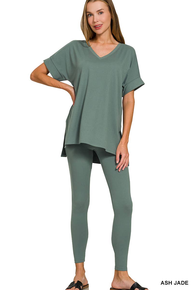 Brushed Dty Microfiber Loungewear Set: RUST / 1-1-1-1 (S-M-L-XL)