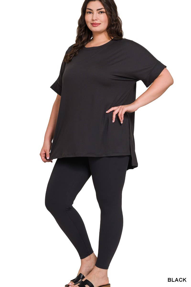 Plus Brushed Dty Microfiber Loungewear Set: BLUE GREY / 1-1-1 (1XL-2XL-3XL)