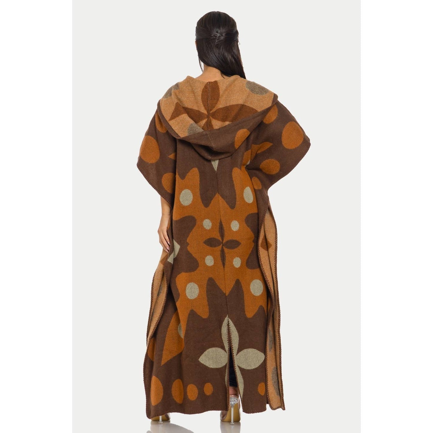 Hooded Open Cardigan Poncho