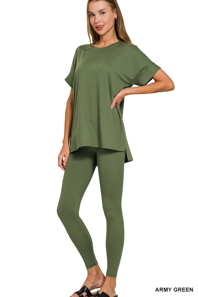 Brushed Dty Microfiber Loungewear Set: RUST / 1-1-1-1 (S-M-L-XL)