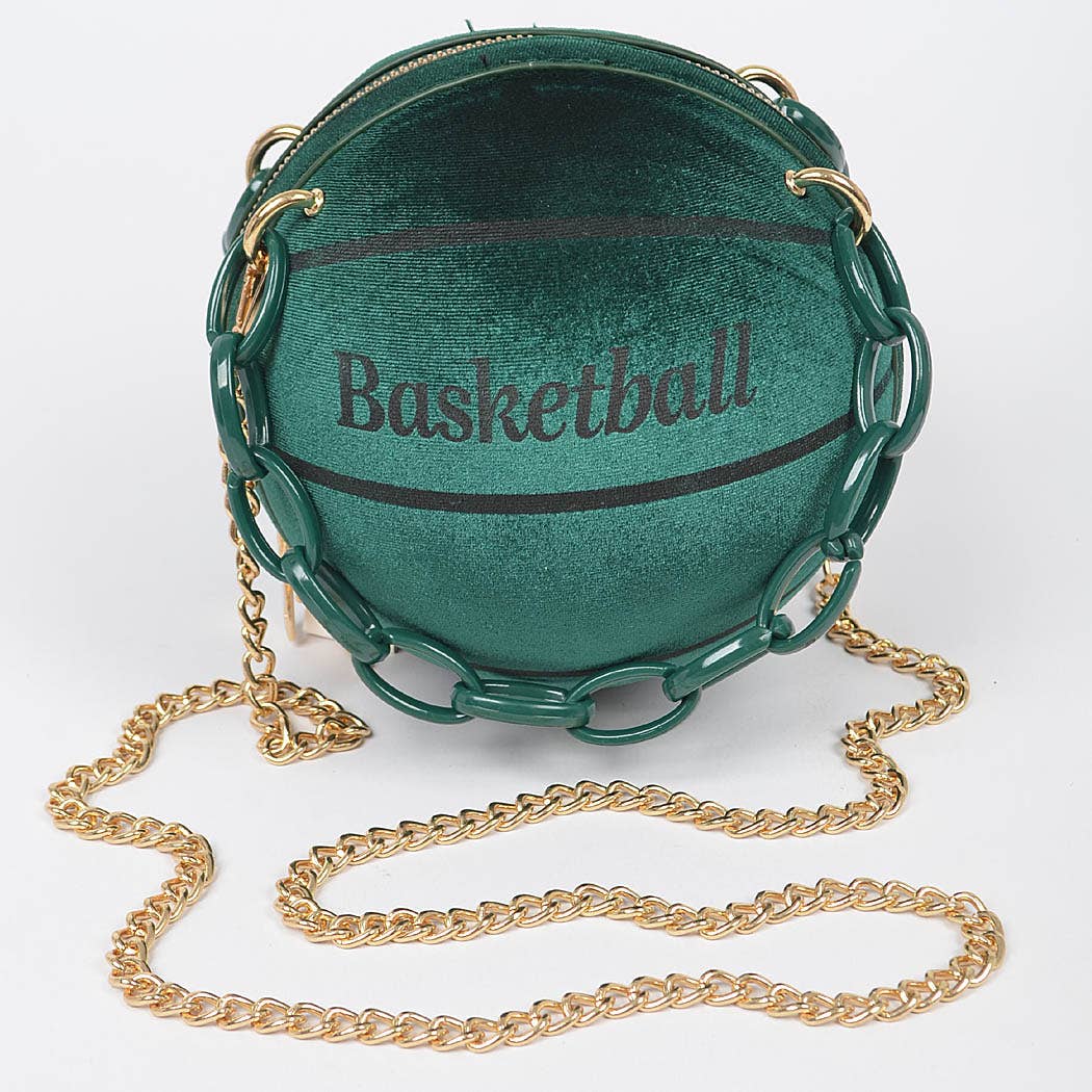 Velvet Small Basketball Bag W/plastic Chain: Green
