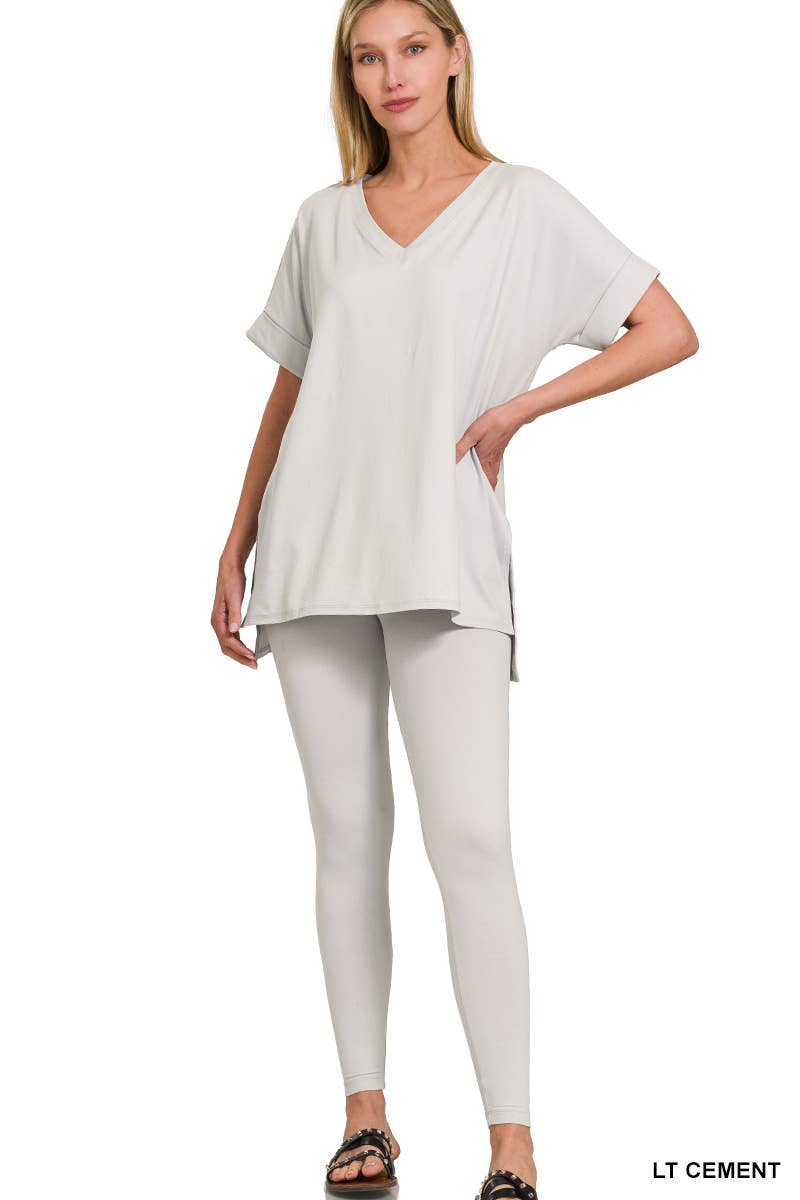 Brushed Dty Microfiber Loungewear Set: BROWN / 1-1-1-1 (S-M-L-XL)