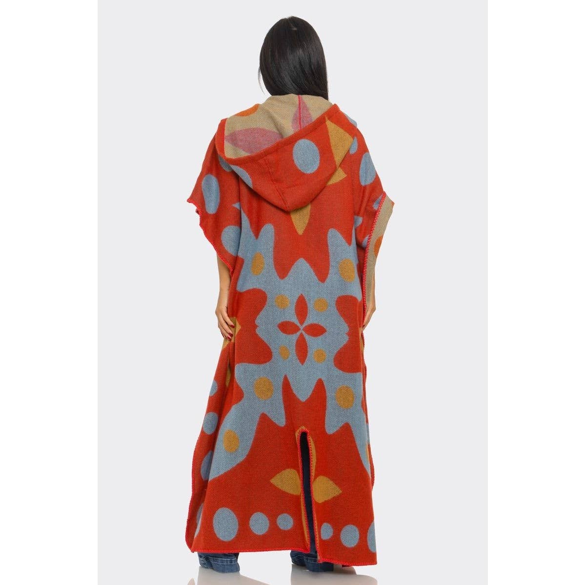 Hooded Open Cardigan Poncho