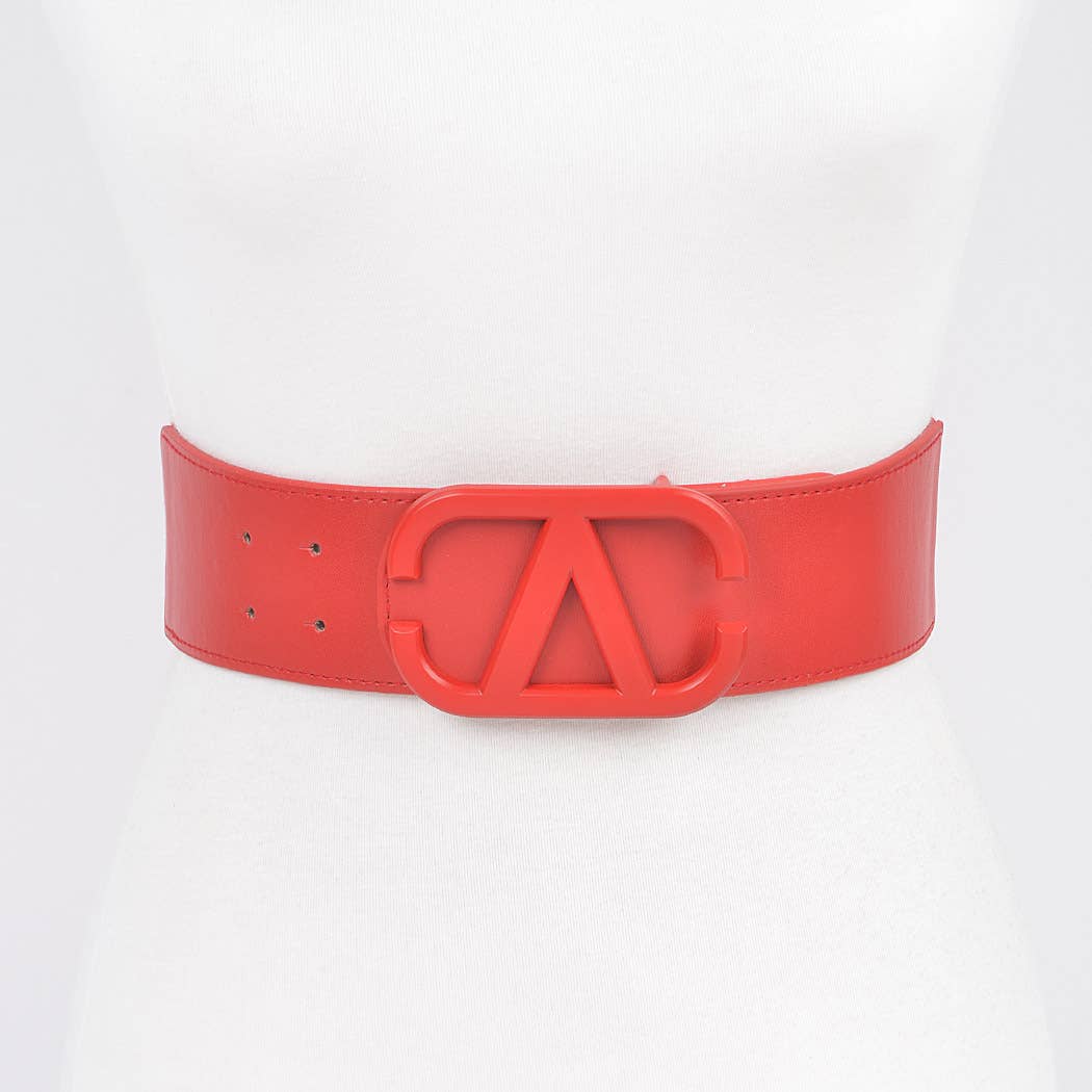 Color Metal V Buckle Elastic Belt