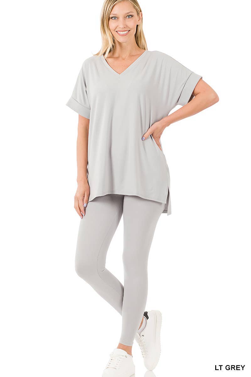 Brushed Dty Microfiber Loungewear Set: RUST / 1-1-1-1 (S-M-L-XL)