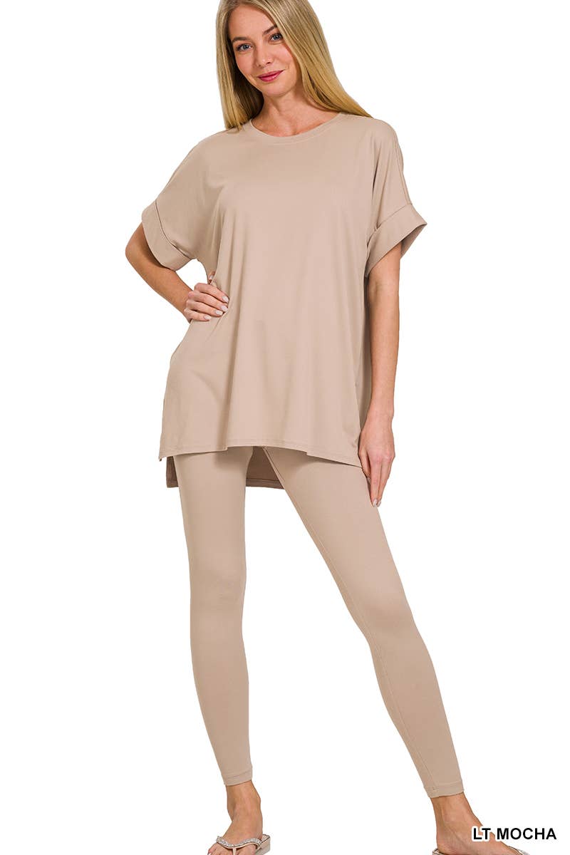 Brushed Dty Microfiber Loungewear Set: RUST / 1-1-1-1 (S-M-L-XL)