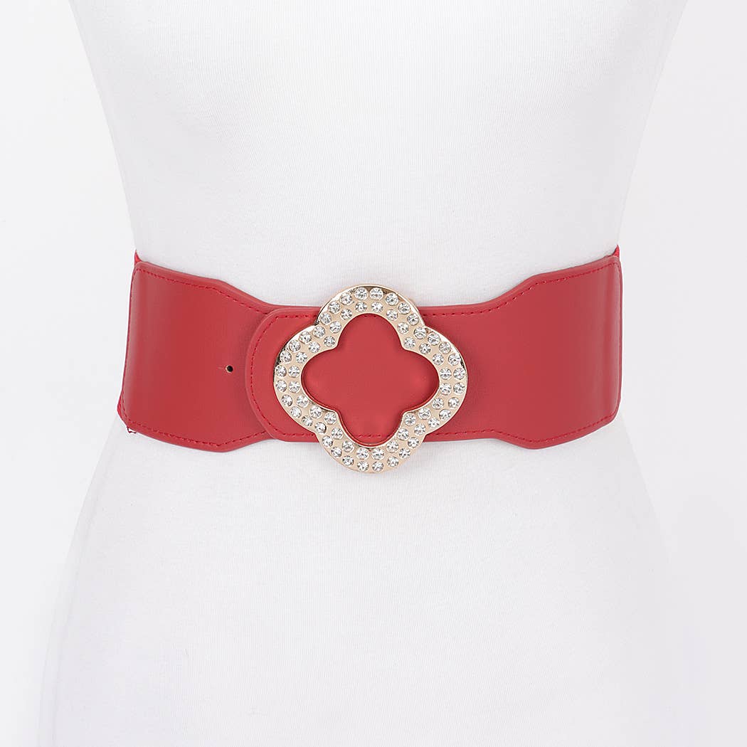 Faux Leather Metal metal Buckle Stretch Belt