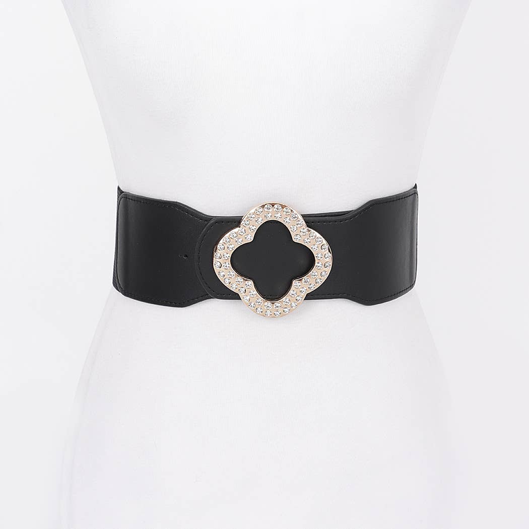 Faux Leather Metal metal Buckle Stretch Belt