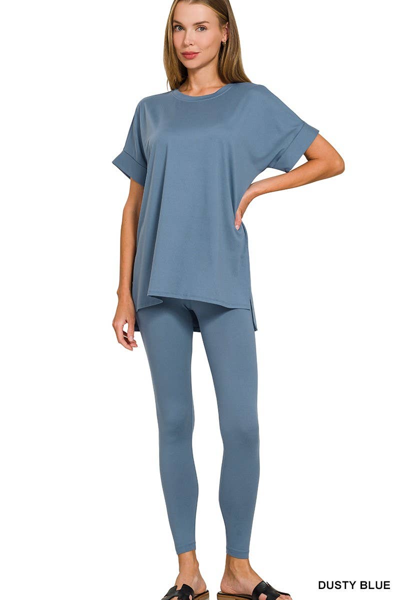Brushed Dty Microfiber Loungewear Set: RUST / 1-1-1-1 (S-M-L-XL)