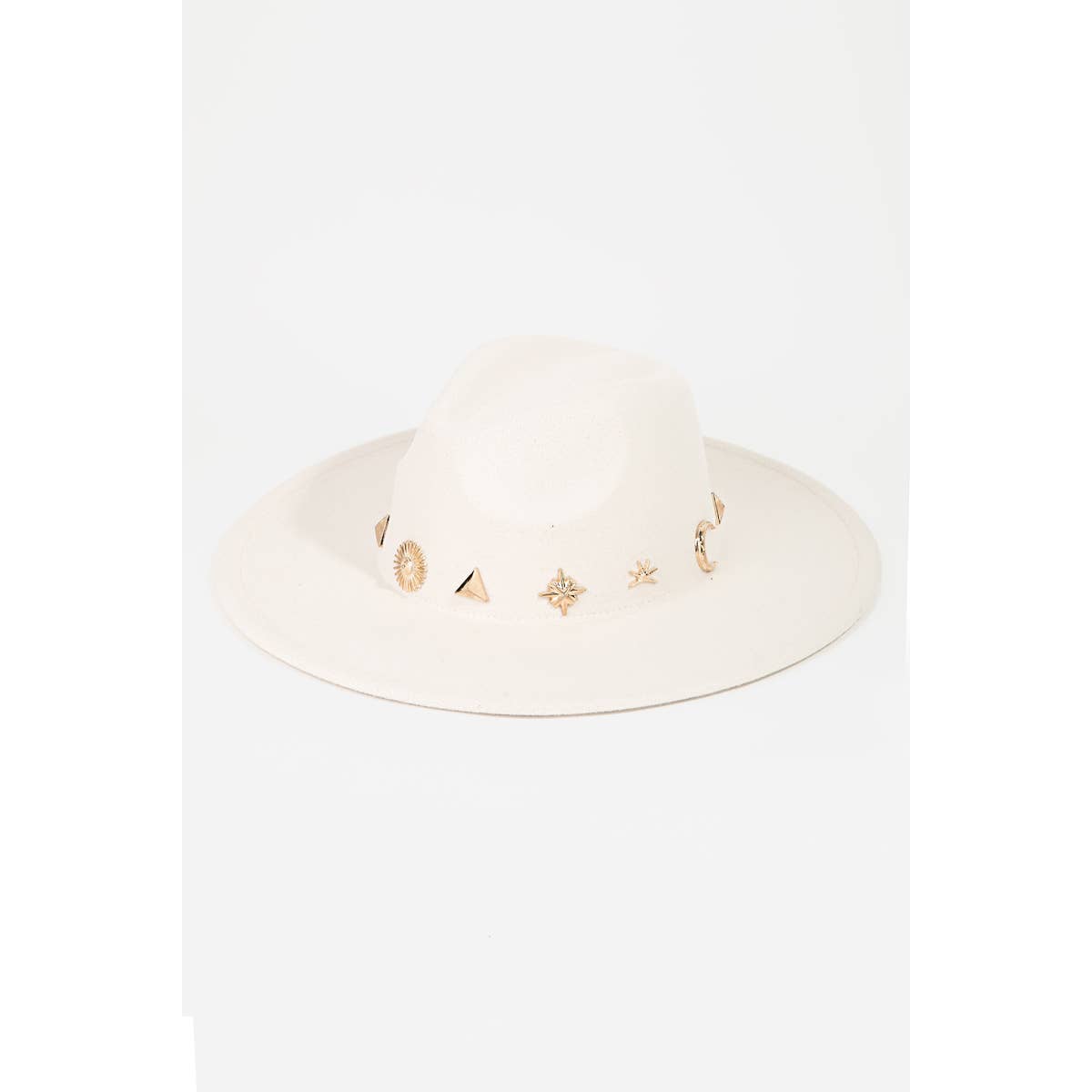 Studded Sun Moon Star Fashion Fedora Hat