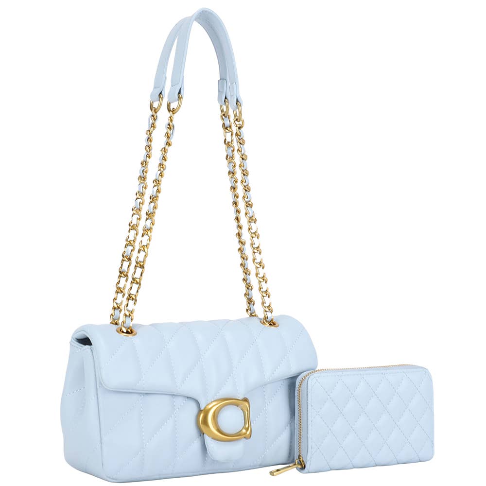 2IN1 QUILTED DESIGN SHOULDER BAG W WALLET SET