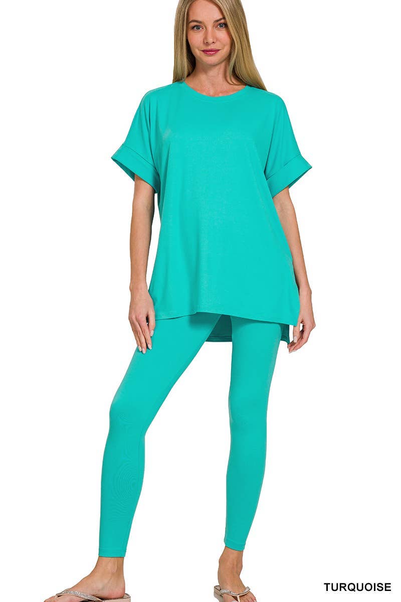 Brushed Dty Microfiber Loungewear Set: LT PLUM / 1-1-1-1 (S-M-L-XL)