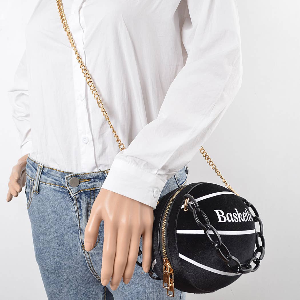 Velvet Small Basketball Bag W/plastic Chain: Green