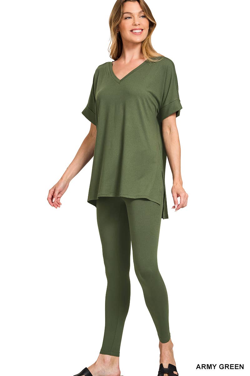 Brushed Dty Microfiber Loungewear Set: RUST / 1-1-1-1 (S-M-L-XL)