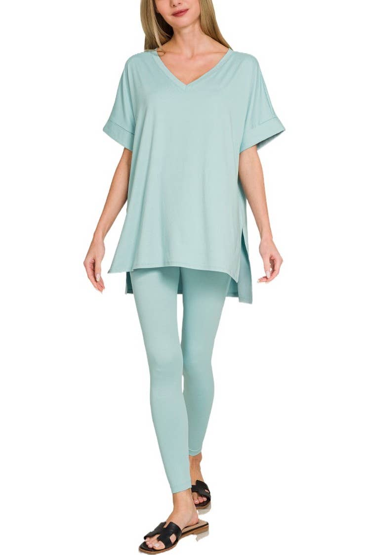 Brushed Dty Microfiber Loungewear Set: BROWN / 1-1-1-1 (S-M-L-XL)