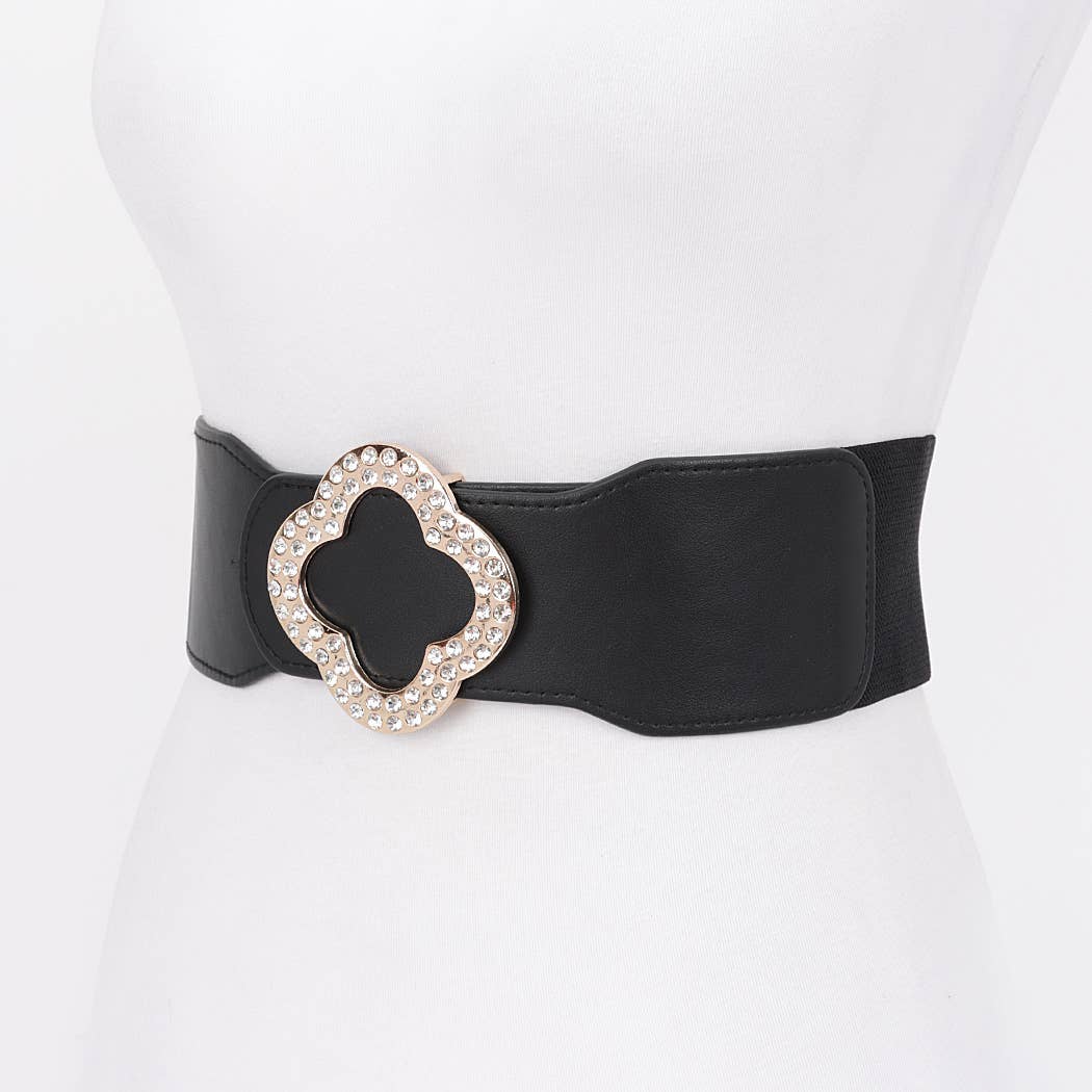 Faux Leather Metal metal Buckle Stretch Belt