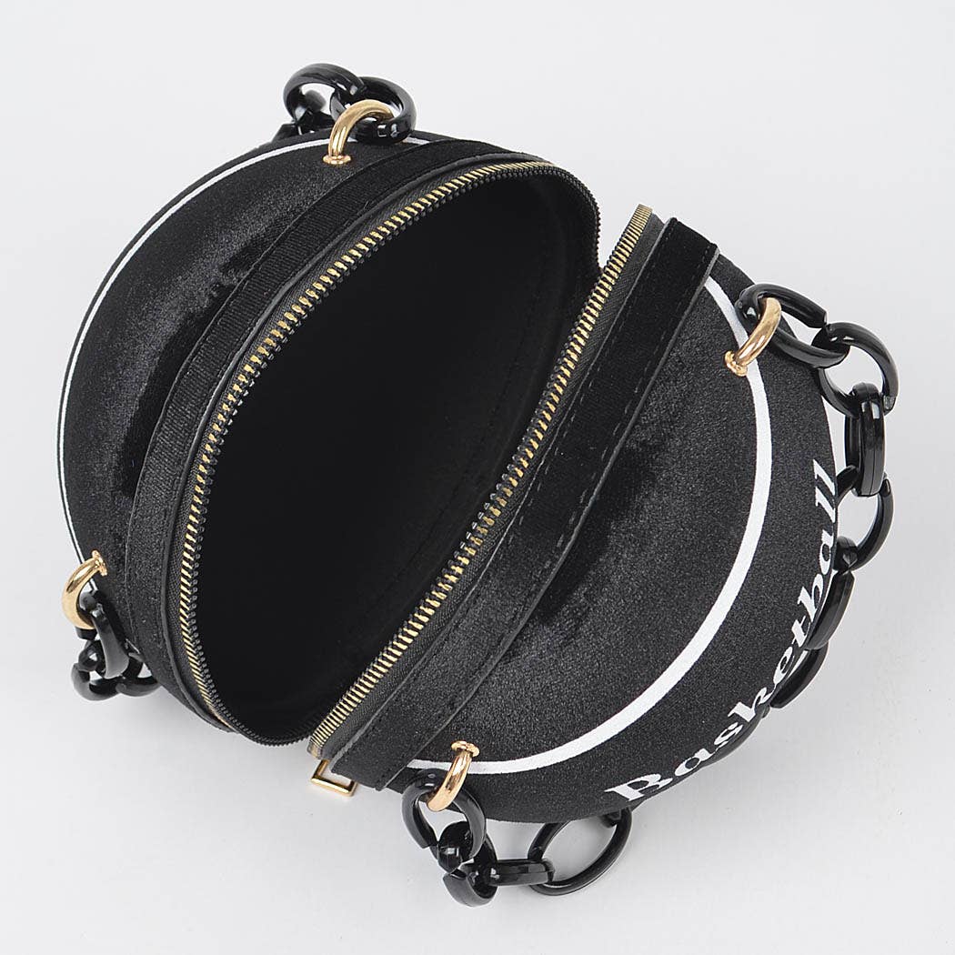Velvet Small Basketball Bag W/plastic Chain: Green